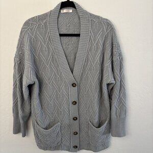 Kirundo Gray Cable Knit Button Front Cardigan Sweater | Size XL
